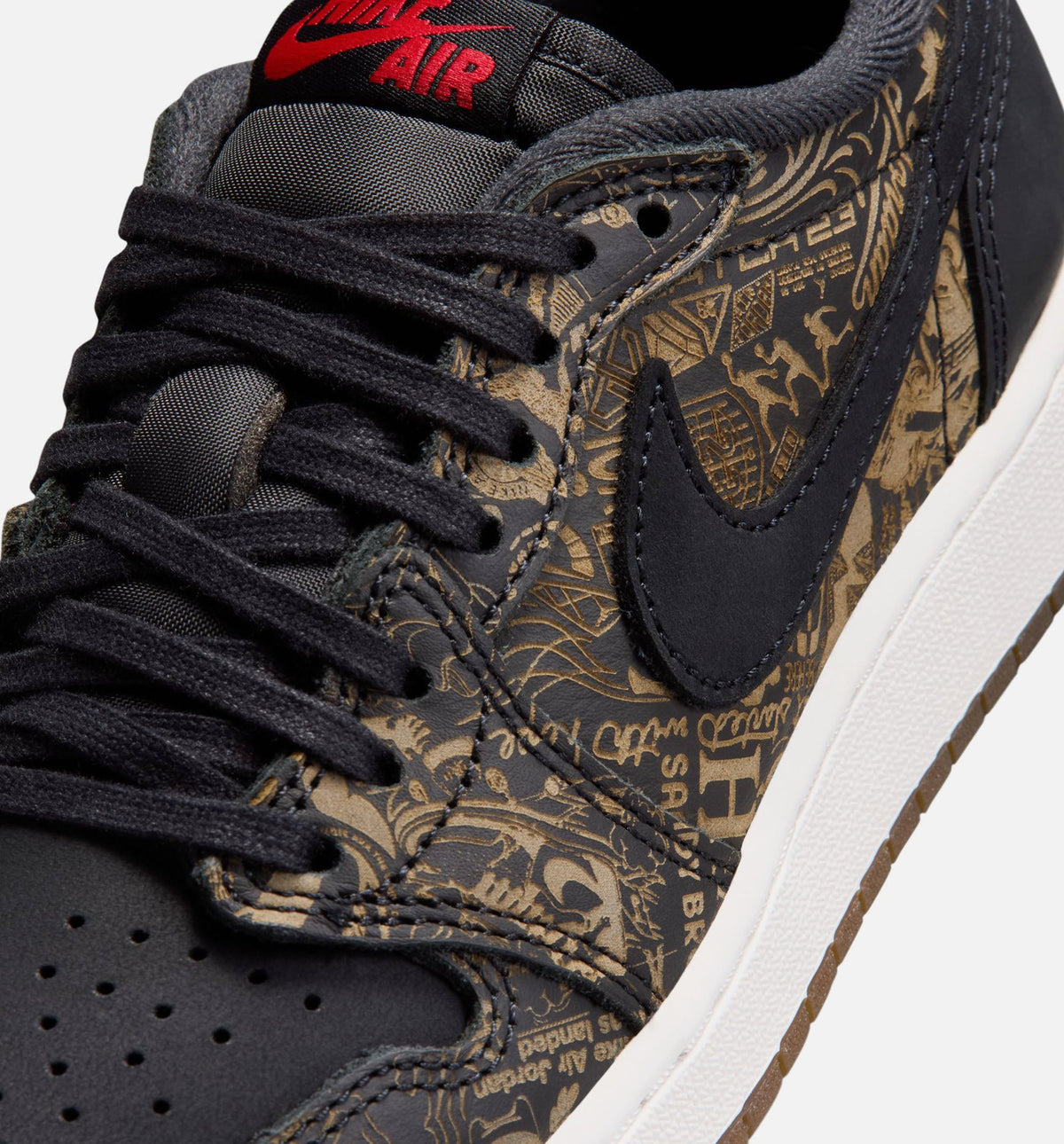 Air Jordan 1 Retro Low OG Laser Black and Varsity Red Grade School Shoes