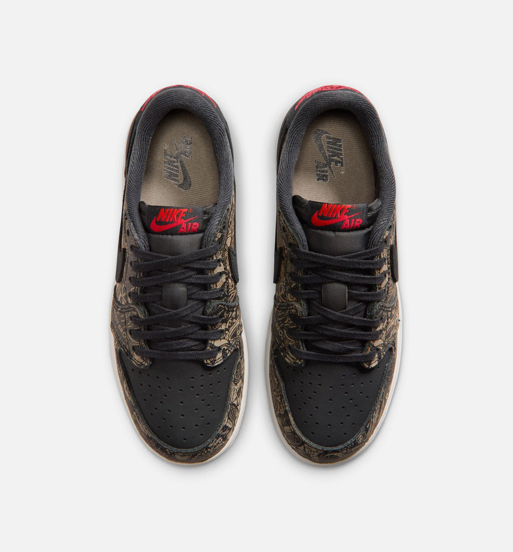 Air Jordan 1 Retro Low OG Laser Black and Varsity Red Grade School Shoes