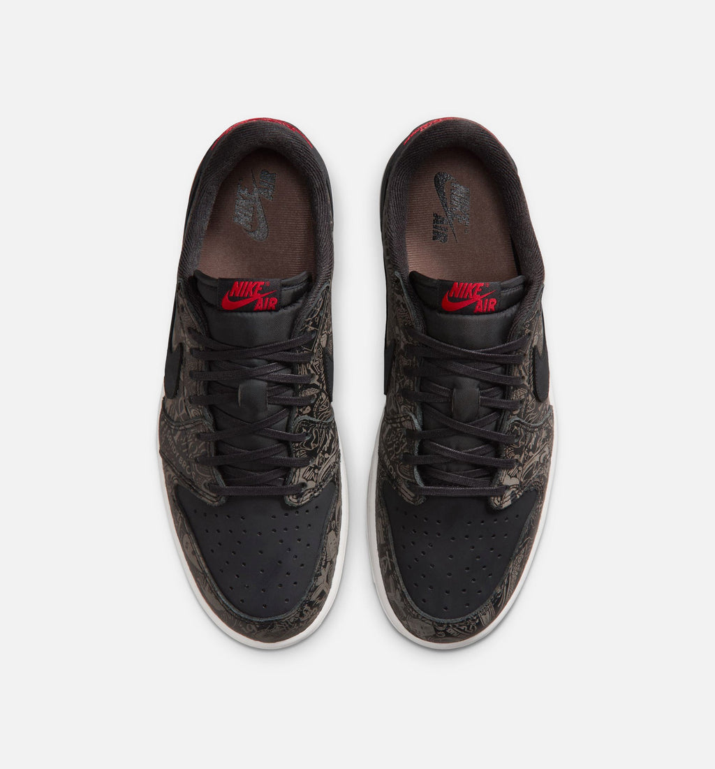 Air Jordan 1 Retro Low OG Laser Black and Varsity Red Men's Shoes