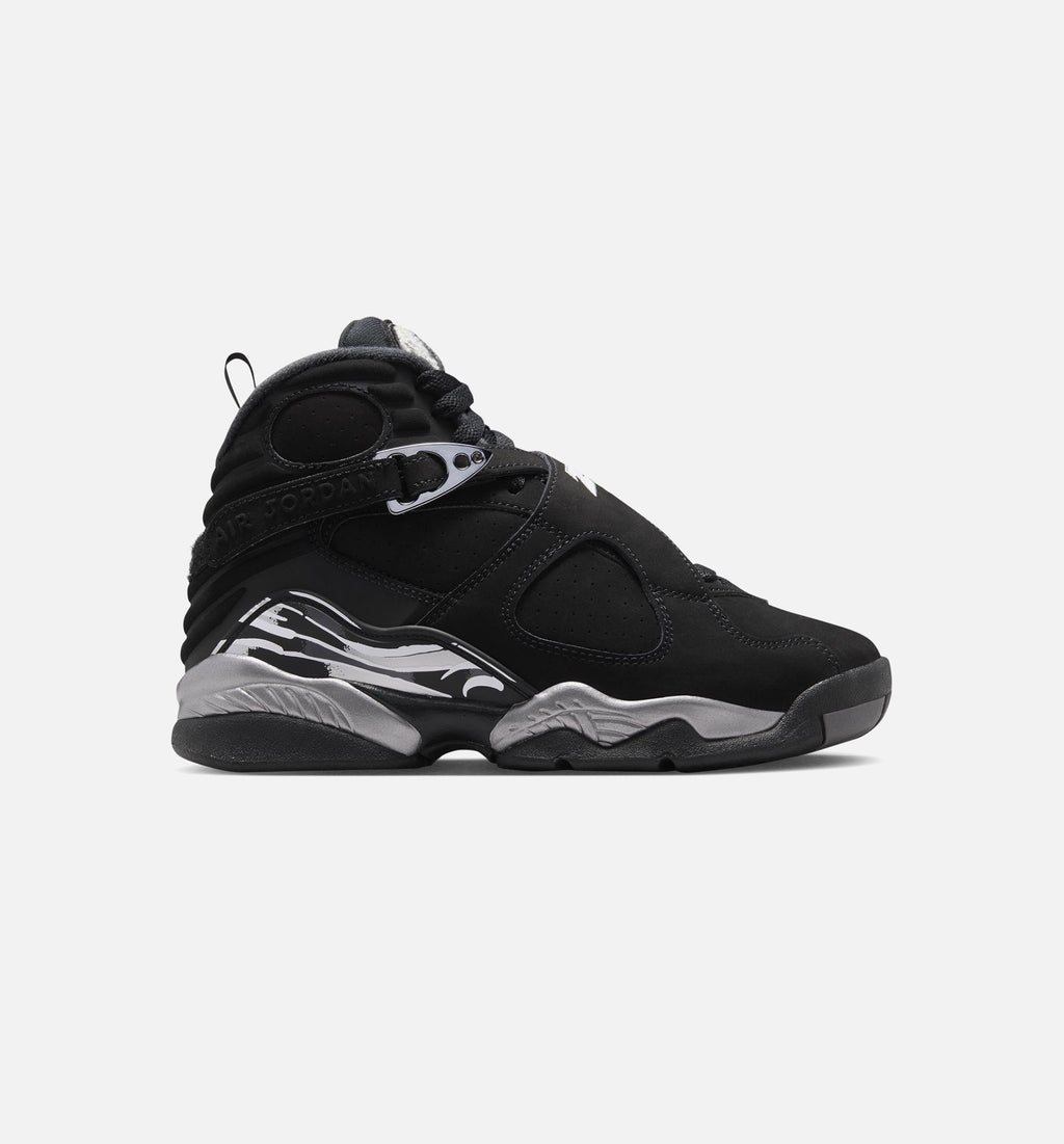 Air Jordan 8 Retro Chrome Black and Light Graphite Grade School Shoes