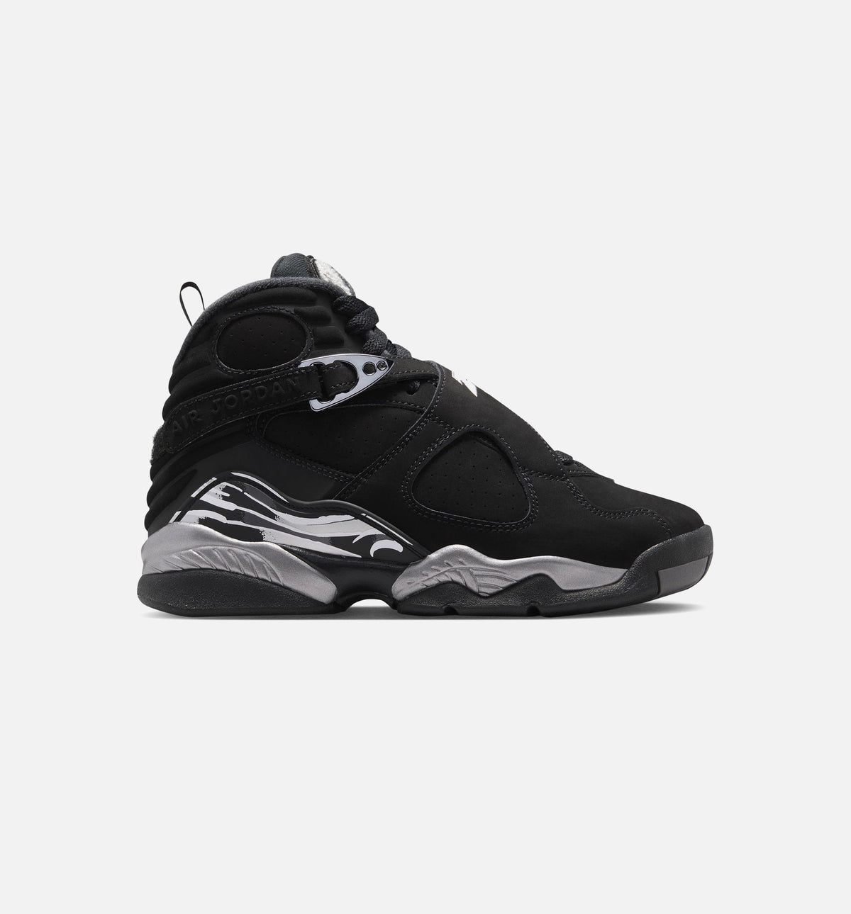 Air Jordan 8 Retro Chrome Black and Light Graphite Grade School Shoes