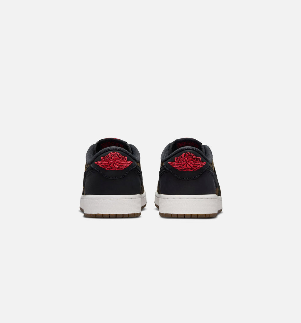 Air Jordan 1 Retro Low OG Laser Black and Varsity Red Grade School Shoes