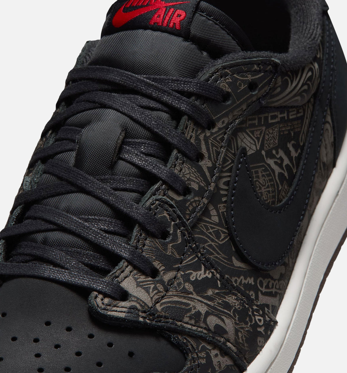 Air Jordan 1 Retro Low OG Laser Black and Varsity Red Men's Shoes