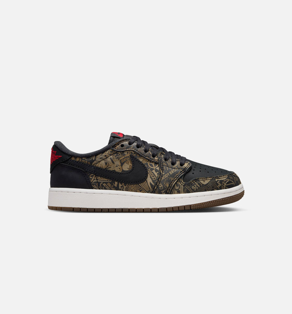 Air Jordan 1 Retro Low OG Laser Black and Varsity Red Grade School Shoes